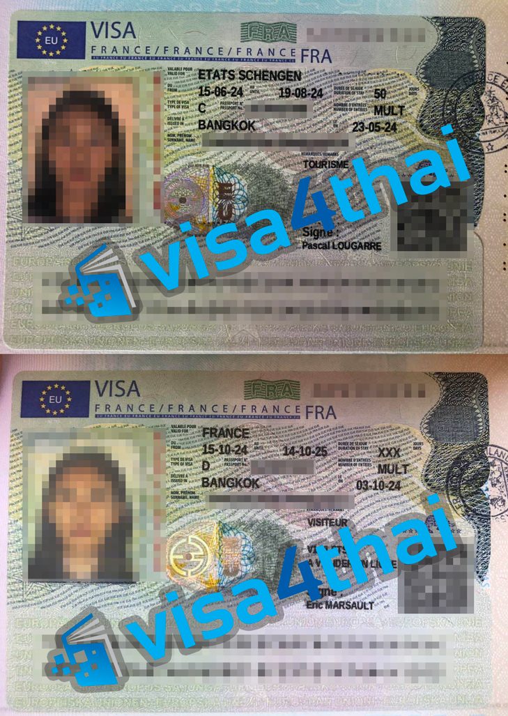 วีซ่าฝรั่งเศสที่อนุมัติแล้วของลูกค้า Visa4Thai