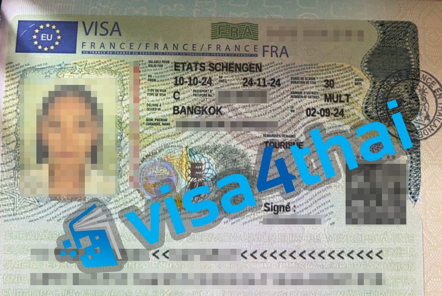 วีซ่าฝรั่งเศสที่อนุมัติแล้วของลูกค้า Visa4Thai