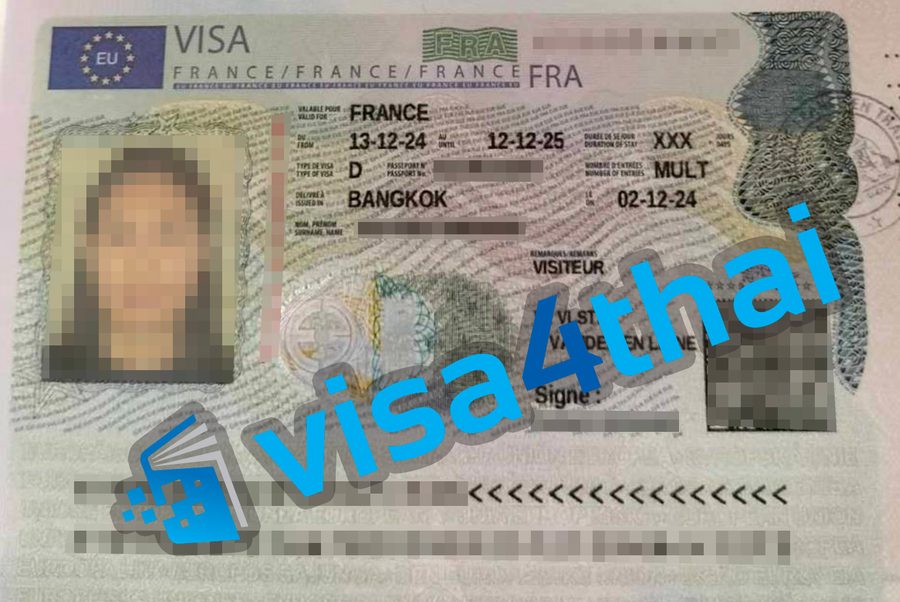 วีซ่าฝรั่งเศสที่อนุมัติแล้วของลูกค้า Visa4Thai