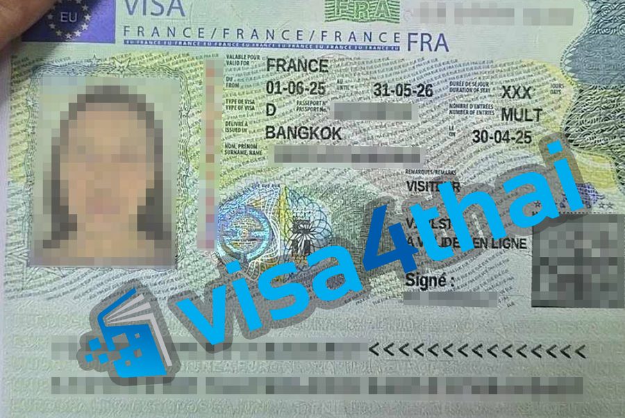 วีซ่าฝรั่งเศสที่อนุมัติแล้วของลูกค้า Visa4Thai