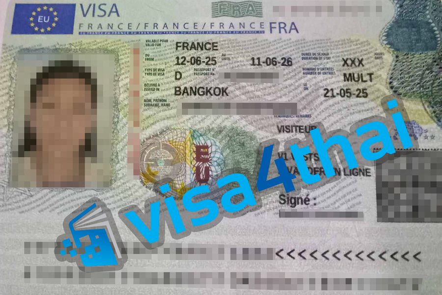 วีซ่าฝรั่งเศสที่อนุมัติแล้วของลูกค้า Visa4Thai