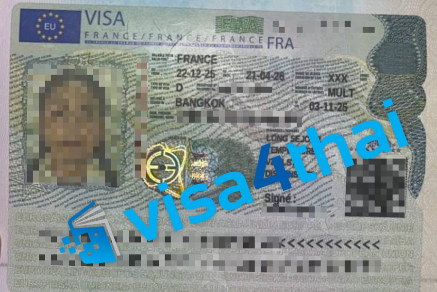 วีซ่าฝรั่งเศสที่อนุมัติแล้วของลูกค้า Visa4Thai