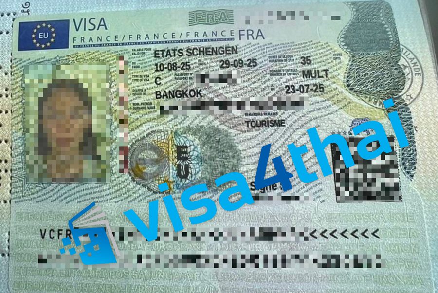 วีซ่าฝรั่งเศสที่อนุมัติแล้วของลูกค้า Visa4Thai