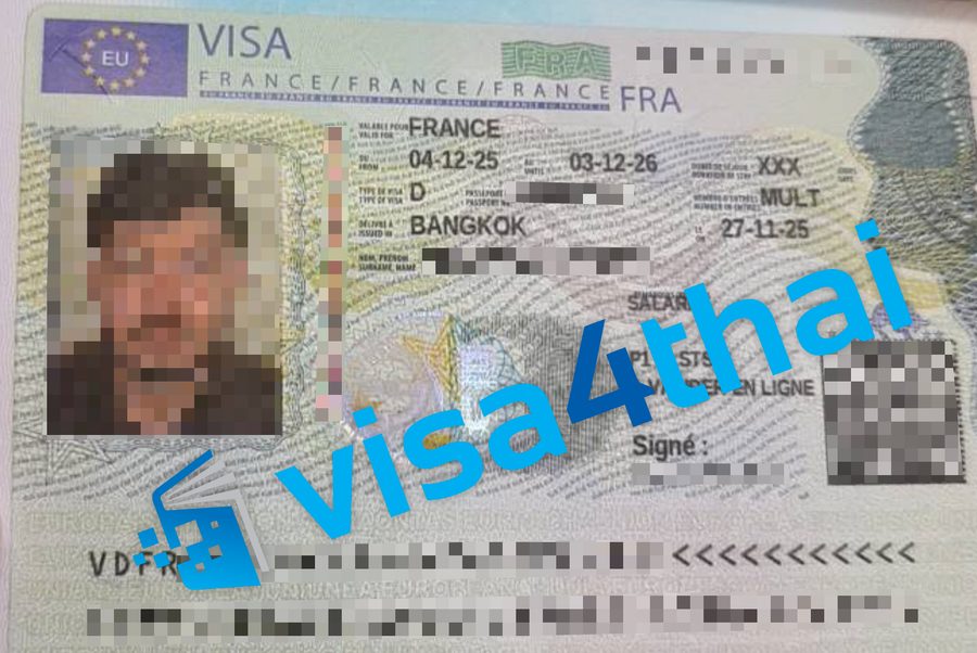 วีซ่าฝรั่งเศสที่อนุมัติแล้วของลูกค้า Visa4Thai